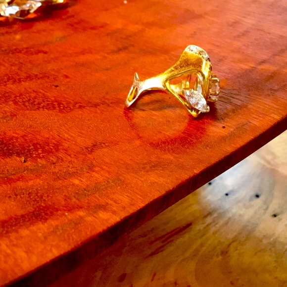 Custom Made Double Diamond and Gold Ring - Picture 4 of 5